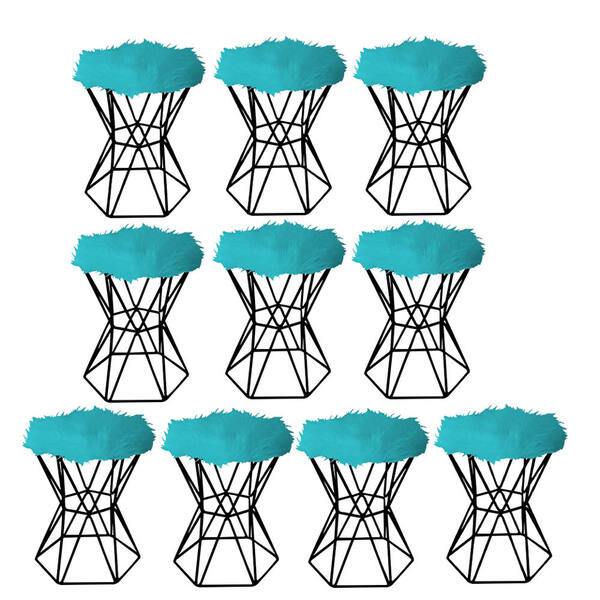 Kit 10 Puff Banqueta Louis Aramado Hexágono Para Penteadeira