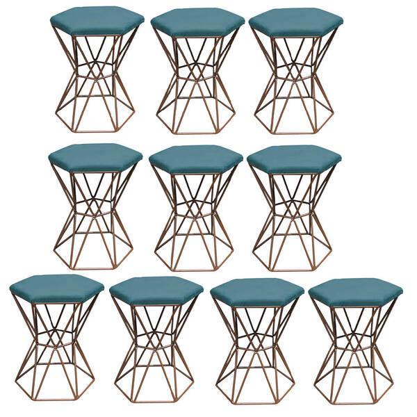 Kit 10 Puff Banqueta Louis Industrial Para Penteadeira Sala H