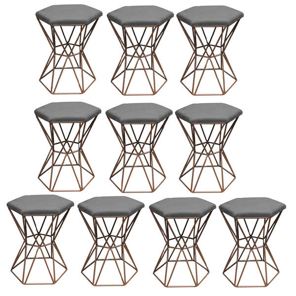 Kit 10 Puff Banqueta Louis Industrial Para Penteadeira Sala H