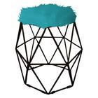 Kit 10 Puff Banqueta Luna Aramado Hexágono Preto Pelúcia Azul