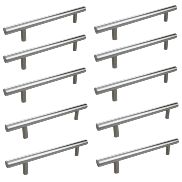 Kit 10 Puxador Haste Redondo Em Metal Inox 192mm Para Gaveta