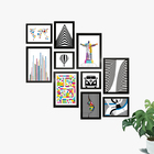 Kit 10 Quadros Decorativos Com Moldura Arte Movimento Geometr