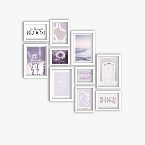 Kit 10 Quadros Decorativos Moldura Branca Arte Moderna Relax