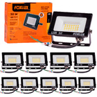 Kit 10 Refletor Led Foxlux 30w 3000k Bivolt Preto