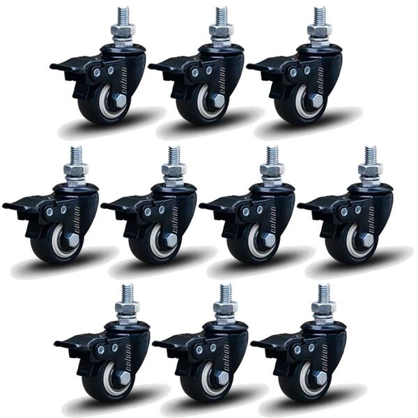 Kit 10 Rodízio Linha Black Parafuso 3/8" 50mm Com Freio 500kg