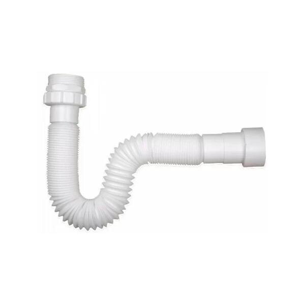 Kit 10 Sifão Plástico Sanfonado Longo 1,50m Branco -plasbohn