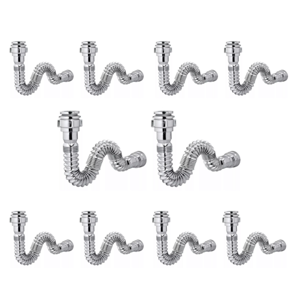 Kit 10 Sifão Sanfonado Cromado Cozinha Pia Banheiro Tanque