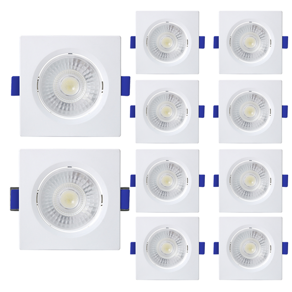 Kit 10 Spot De Led Embutir Slim Mr16 Quadrado 6w Bivolt 6500k