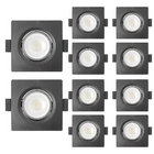 Kit 10 Spot De Led Embutir Slim Par20 Quadrado 8w Preto Bivol