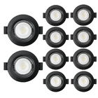 Kit 10 Spot De Led Embutir Slim Par20 Redondo 8w Preto Bivolt