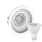 Kit 10 Spot Embutir Redondo Recuado Dicroica Mr16 Branco + Lâ