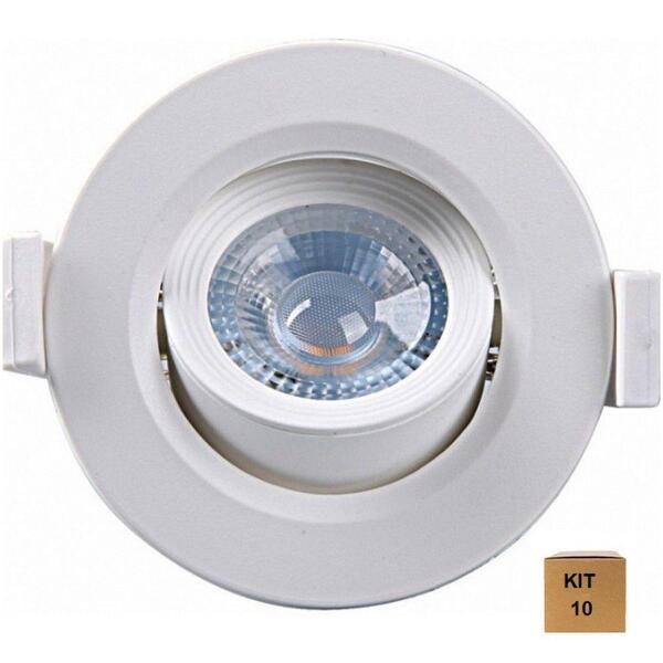 Kit 10 Spot Led Embutir 7w Par20 Redondo 6500k Branco