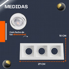 Kit 10 Spot Triplo Embutir Recuado Quadrado Branco + Lâmpada