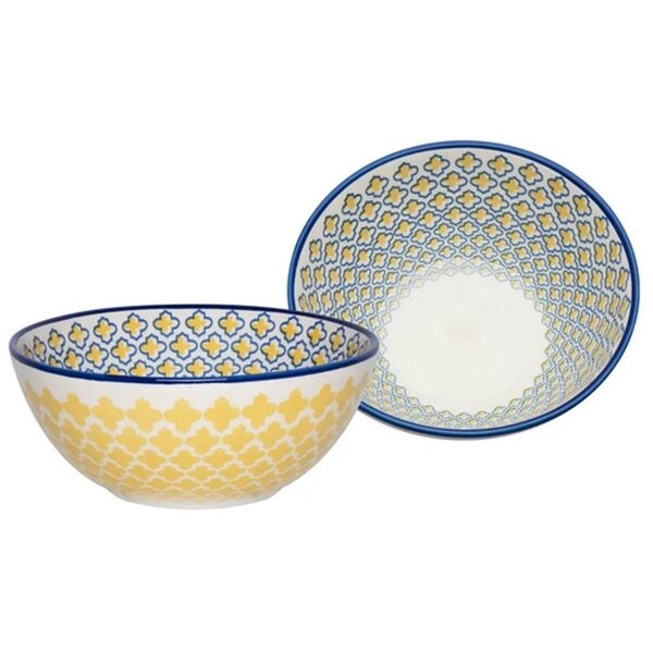 Kit 10 Tigelas Bowl Mosaico Amarelo Oxford® Cerâmica 600ml