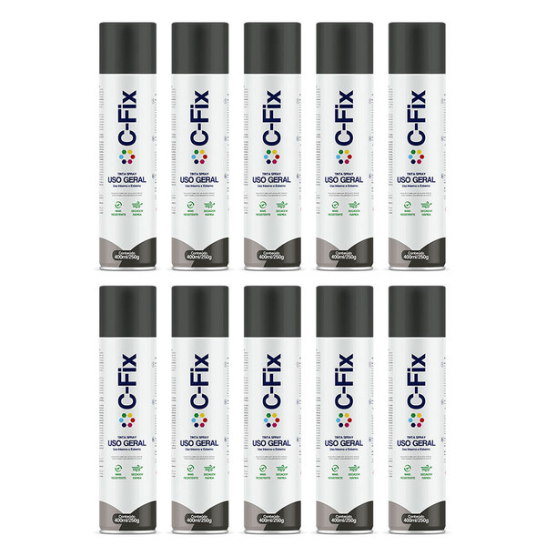 Kit 10 Tintas Spray Grafite Uso Geral Inte/xterno 400ml Cfix