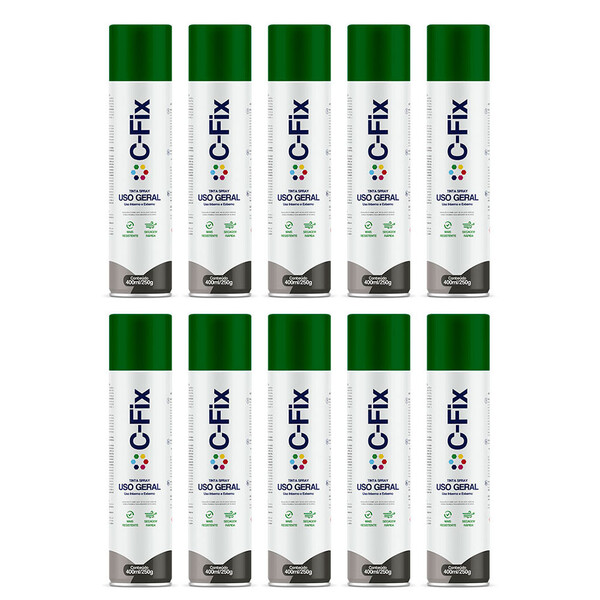 Kit 10 Tintas Spray Verde Escuro Uso Geral Int/ex 400ml Cfix