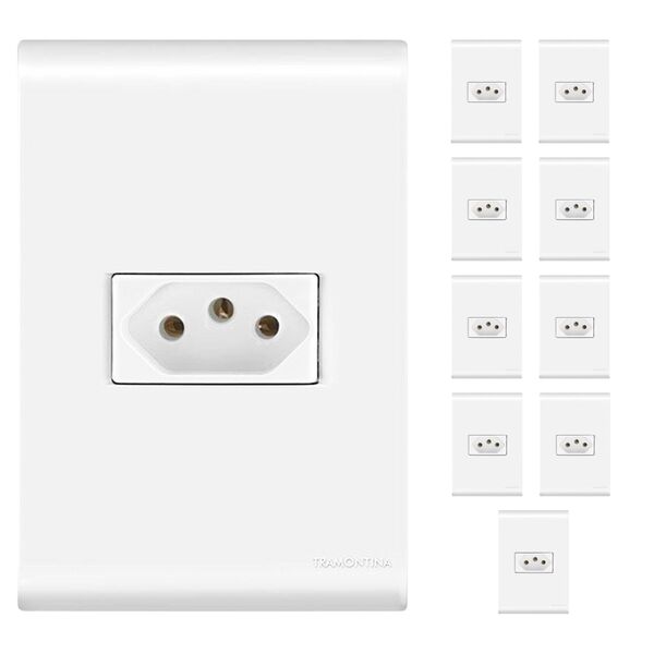 Kit 10 Tomada 20a Amperes Tramontina Linha Liz Com Espelho 4x