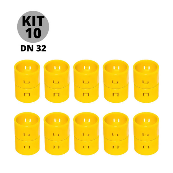 Kit 10 Unidades De Luvas De Pressão De Pvc Dn 32 Amarelo