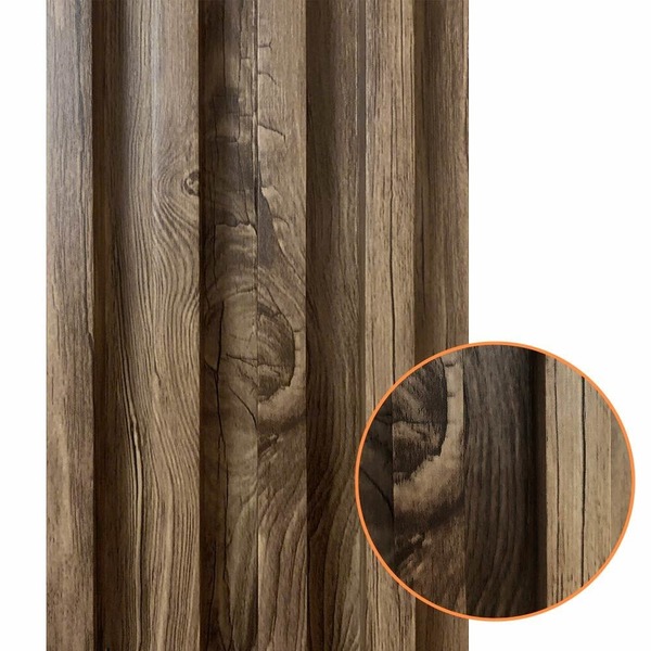 Kit 10 Unidades De Painel Ripado Teca Envelhecida Prime Pvc P