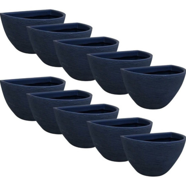 Kit 10 Vasos De Parede Para Jardim Vertical 18x33cm Azul