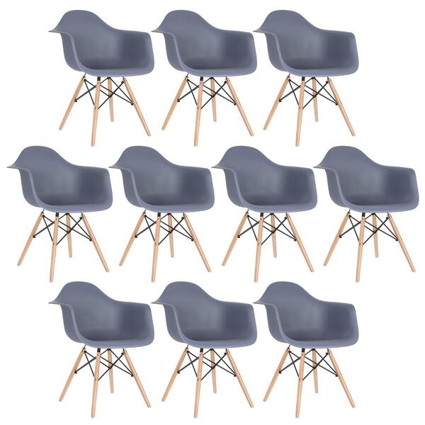 Kit - 10 X Cadeiras Charles Eames Eiffel Daw Com Braços - Bas