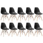 Kit - 10 X Cadeiras Charles Eames Eiffel Dsw - Base De Madeir
