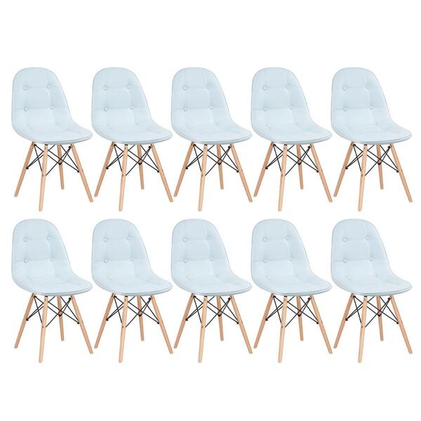 Kit - 10 X Cadeiras Estofadas Eames Eiffel Botonê - Base De M