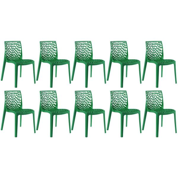 Kit - 10 X Cadeiras Gruvyer - Verde Escuro