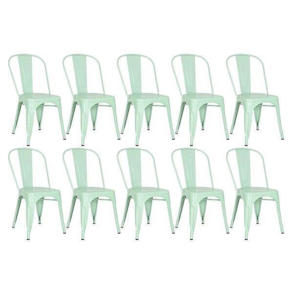 Kit - 10 X Cadeiras Iron Tolix - Verde Claro