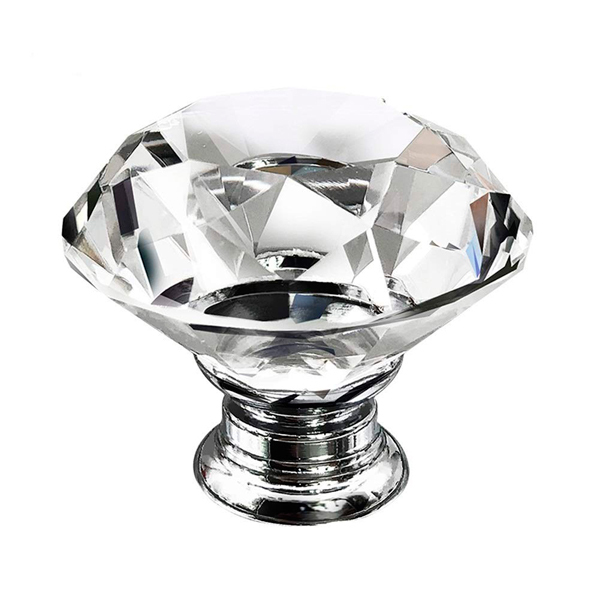 Kit 10 X Puxador Cristal Diamante 40mm Base Cromada - A50