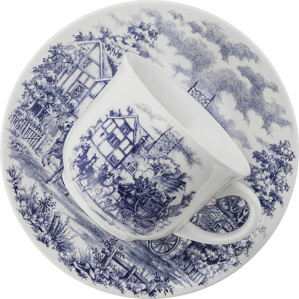 Kit 10 Xícaras Com Pires Biona Cena Inglesa Oxford® Cerâmica