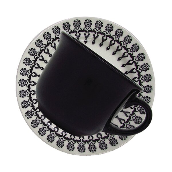 Kit 10 Xícaras Com Pires Donna Folk Oxford® Cerâmica 180ml