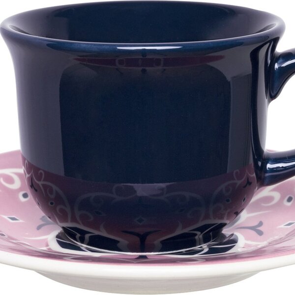 Kit 10 Xícaras Com Pires Floreal Hana Oxford® Cerâmica 200 Ml