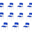 Kit 11 Cadeira Iso Infantil Creche, Escola Base Branco Azul