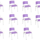 Kit 11 Cadeira Iso Infantil Creche, Escola Base Branco Lilas