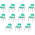 Kit 11 Cadeira Iso Infantil Creche, Escola Base Cinza Verde Á