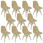 Kit 11 Cadeiras Charles Eames Eiffel Wood Design Bege