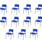 Kit 11 Cadeiras Infantil Iso, Escola, Base Cinza-azul