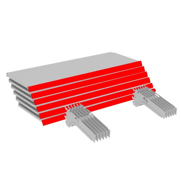 Kit 12 Bandejas Gondola Fit 40 Branco 12x 30x90 Pe Vermelho