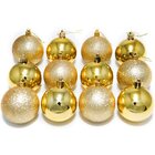 Kit 12 Bolas Douradas Enfeite Natalino Árvore Natal 50mm