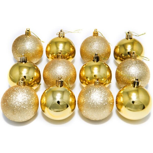 Kit 12 Bolas Douradas Enfeite Natalino Árvore Natal 50mm