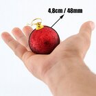 Kit 12 Bolas Enfeite Árvore Natal Vermelha Glitter 4,8cm