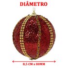 Kit 12 Bolas Enfeite Natalino Árvore Natal Vermelho Glitter