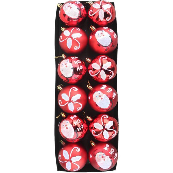 Kit 12 Bolas Natalinas Árvore De Natal Enfeite Vermelho 80mm