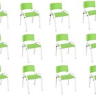 Kit 12 Cadeira Iso Infantil Creche, Escola Base Branco Verde