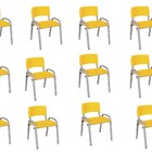 Kit 12 Cadeira Iso Infantil Creche, Escola Base Cinza Amarelo
