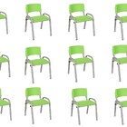 Kit 12 Cadeira Iso Infantil Creche, Escola Base Cinza Verde C