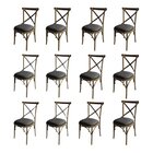 Kit 12 Cadeira Xis Em Madeira Maciça De Eucalipto Verniz Imbu