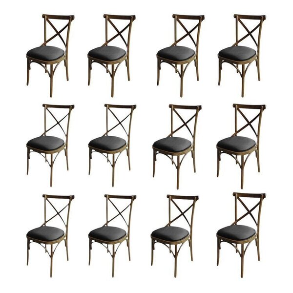 Kit 12 Cadeira Xis Em Madeira Maciça De Eucalipto Verniz Imbu