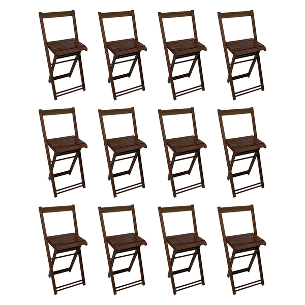 Kit 12 Cadeiras Bistrô De Madeira Dobravel Imbuia